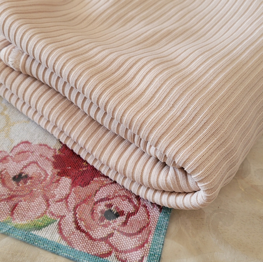 Striped Beige Knit Fabric